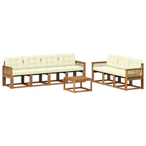 vidaXL Ensemble de canapés d'extérieur 8 pc Naturel et Crème