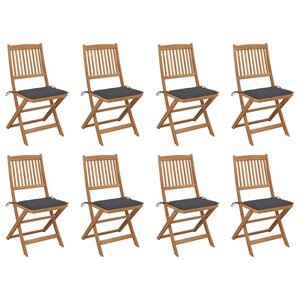vidaXL Chaises pliables d'extérieur et coussins lot de 8 Bois d'acacia