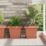 vidaXL Plateau carré à fleurs 24 pc Rouge brique 25 5 x 25 5 x 2 5 cm