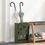 vidaXL Support de parapluie vert olive  28x12x41 cm  en acier