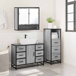 vidaXL Ensemble de meubles de salle de bain 3 Pièces Sonoma gris