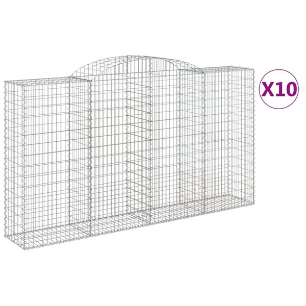 vidaXL Paniers à gabions arqués 10 Pièces 300x50x160/180 cm fer galvanisé