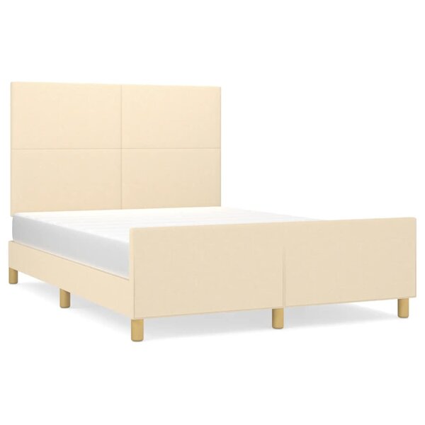 vidaXL Cadre de lit avec tête de lit Crème 140x190 cm Tissu