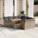vidaXL Salon de jardin avec coussins 9 Pièces beige résine tressée