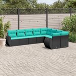 vidaXL Salon de jardin 9 Pièces avec coussins noir résine tressée