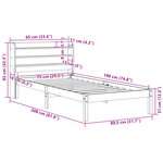 vidaXL Cadre de lit sans matelas blanc 75x190 cm bois de pin massif