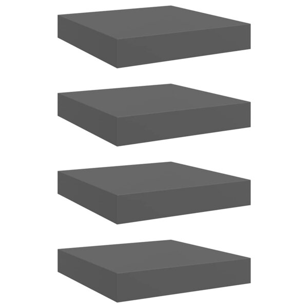 vidaXL Étagère murale flottante 4 Pièces Gris brillant 23x23 5x3 8 cm MDF