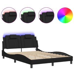 vidaXL Cadre de lit Viana avec LED sans matelas noir 140x200 cm