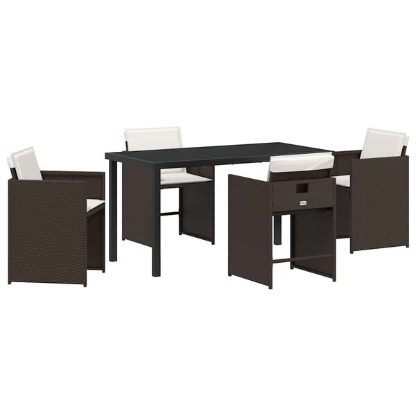 vidaXL Ensemble de salle à manger pour jardin 5 Pièces Marron polyrotin