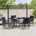 vidaXL Ensemble de salle à manger pour jardin 5 Pièces Gris et Noir Rotin