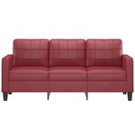vidaXL Canapé à 3 places Rouge bordeaux 180 cm Similicuir