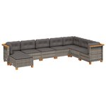 vidaXL Salon de jardin 8 Pièces avec coussins gris résine tressée