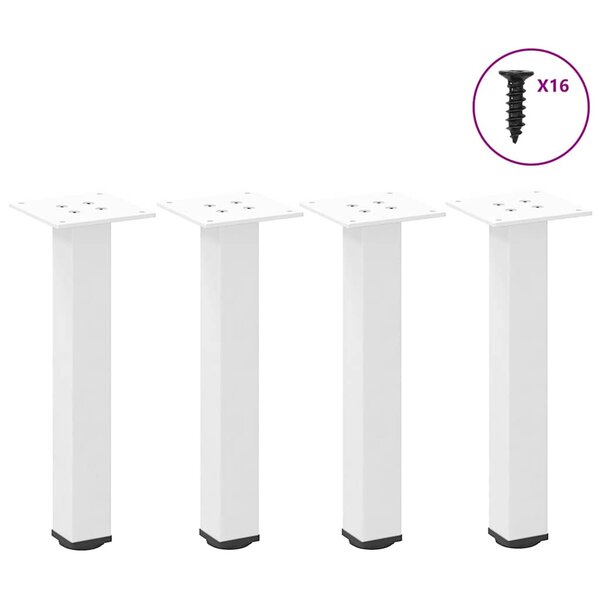 vidaXL Pieds de table basse 4 pièces Blanc 42-44 cm Acier