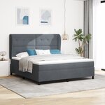Lit à sommier box avec matelas Gris foncé 180x200 cm Velours
