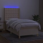 vidaXL Sommier à lattes de lit matelas et LED Crème 90x200 cm Tissu