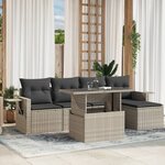vidaXL Salon de jardin 6 Pièces avec coussins gris clair résine tressée