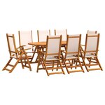 vidaXL Ensemble à manger de jardin 9Pièces bois d'acacia solide textilène