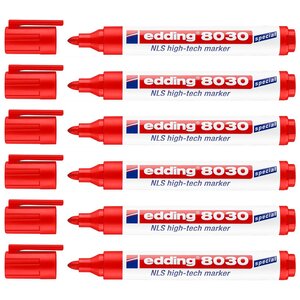 Marqueur NLS High-tech 8030 Inoxydable Rouge Pointe Ronde 1 5-3 mm x 6 EDDING