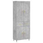 vidaXL Buffet haut Gris béton 69 5x34x180 cm Bois d'ingénierie