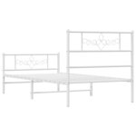 vidaXL Cadre de lit métal avec tête de lit/pied de lit blanc 107x203cm