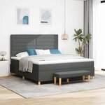 vidaXL Lit à ressorts avec tête de lit Gris foncé 200 x 180 cm tissu