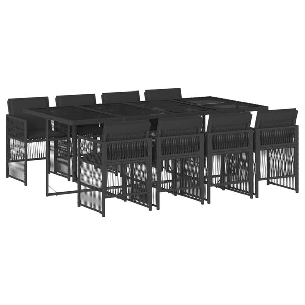 vidaXL Ensemble à manger de jardin 9Pièces coussins noir résine tressée