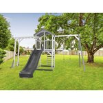 AXI Structure de jeu Beach Tower Blanc Gris  avec cadre d'escalade balancoire et toboggan Gris