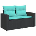 vidaXL Salon de jardin 6 Pièces avec coussins noir résine tressée