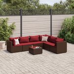 vidaXL Salon de jardin avec coussins 7 Pièces marron résine tressée