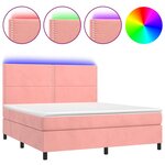 vidaXL Sommier à lattes de lit matelas et LED Rose 180x200 cm Velours