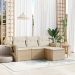 vidaXL Salon de jardin avec coussins 4 Pièces beige résine tressée