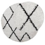 vidaXL Tapis shaggy à poils longs moderne crème et noir Ø 100 cm