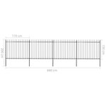 vidaXL Clôture de jardin avec dessus en lance Acier 6 8 x 1 5 m Noir