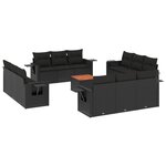 vidaXL Salon de jardin avec coussins 13 Pièces noir résine tressée
