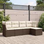 vidaXL Salon de jardin avec coussins 5 Pièces marron résine tressée