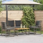 vidaXL Ensemble de meubles d'extérieur 4 Pièces Noir et Gris foncé