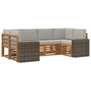 vidaXL Ensemble de canapé d'angle 6 Pièces Naturel et gris clair