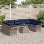 vidaXL Ensemble de canapé de jardin avec coussin 10 Pièces Gris polyrotin