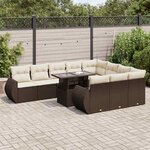 vidaXL Salon de jardin et coussins 11 Pièces marron résine tressée