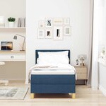 vidaXL Lit à ressorts avec matelas et LED bleu 80x200 cm tissu