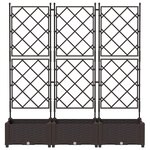 vidaXL Bac à fleurs avec Treillis 3 Pièces Marron 120 x 40 x 125.5 cm PP