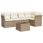 vidaXL Salon de jardin avec coussins 6 Pièces beige résine tressée