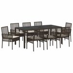 vidaXL Ensemble de salle à manger pour jardin 9 Pièces Marron Poly rotin