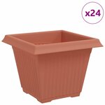 vidaXL Pot de Fleurs Carré 24 Pièces Rouge brique 38 x 38 x 30 cm