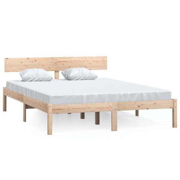 vidaXL Cadre de lit bois de pin massif 135x190 cm double