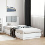 vidaXL Cadre de lit avec tête de lit et lumières LED blanc 90x200 cm