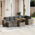 vidaXL Salon de jardin 8 Pièces avec coussins gris résine tressée