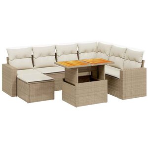 vidaXL Salon de jardin avec coussins 8 Pièces beige résine tressée