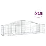 vidaXL Paniers à gabions arqués 15 Pièces 200x50x40/60 cm fer galvanisé