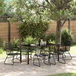 vidaXL Ensemble de salle à manger de jardin 7 pièces Noir Rattan PVC
